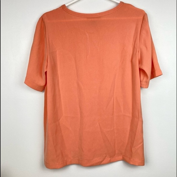 ST. JOHN Lightweight Triacetate Blend Scoop Neck Basic Pocket Tee Shirt - Picture 2 of 10